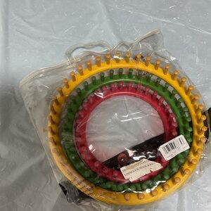 Round Knitting Loom Set in Red, Green, and Yellow
